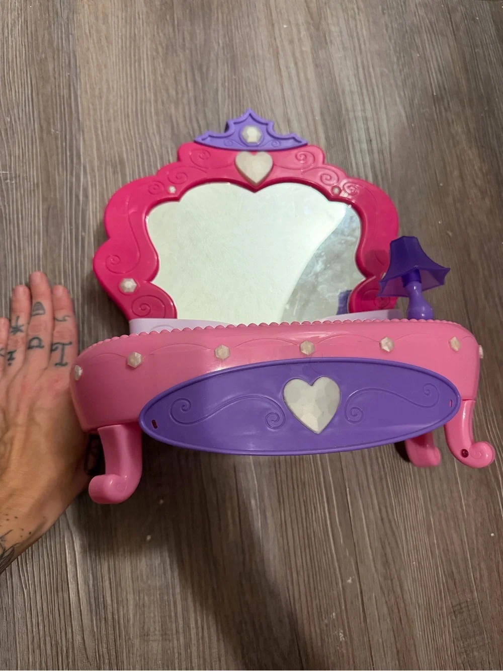 Light Up Pink & Purple Princess Vanity Playset - Kids Makeup Mirror